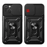 Hybrid Armor Camshield Case With Stand And Camera Cover For Plus - Pink Kryt iPhone 15 Plus