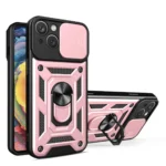 Hybrid Armor Camshield Case With Stand And Camera Cover For Plus - Pink Kryt iPhone 15 Plus