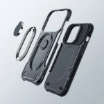 Joyroom Dual Hinge Case For Armored Case With A Stand And A Ring Holder Black Kryt iPhone 14 Pro