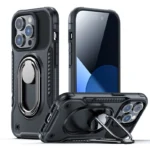 Joyroom Dual Hinge Case For Armored Case With A Stand And A Ring Holder Black Kryt iPhone 14 Pro