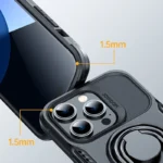 Joyroom Dual Hinge Case For Armored Case With A Stand And A Ring Holder Black Kryt iPhone 14 Pro