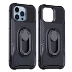 Joyroom Dual Hinge Case For Armored Case With A Stand And A Ring Holder Black Kryt iPhone 14 Pro
