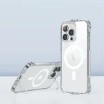 Joyroom Magnetic Defender Magnetic Case For Plus Armored Case With Hooks Stand Clear (MagSafe Compatible) Kryt iPhone 14 Plus