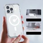 Joyroom Magnetic Defender Magnetic Case For Plus Armored Case With Hooks Stand Clear (MagSafe Compatible) Kryt iPhone 14 Plus