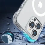 Joyroom Magnetic Defender Magnetic Case For Plus Armored Case With Hooks Stand Clear (MagSafe Compatible) Kryt iPhone 14 Plus