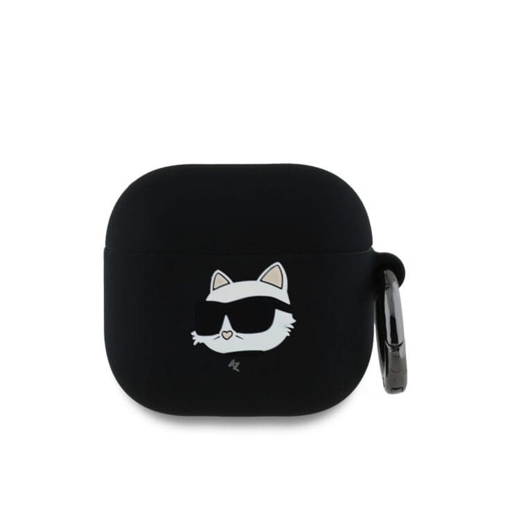 Karl Lagerfeld 3D Logo NFT Choupette Head Silicone Black Kryt AirPods 4