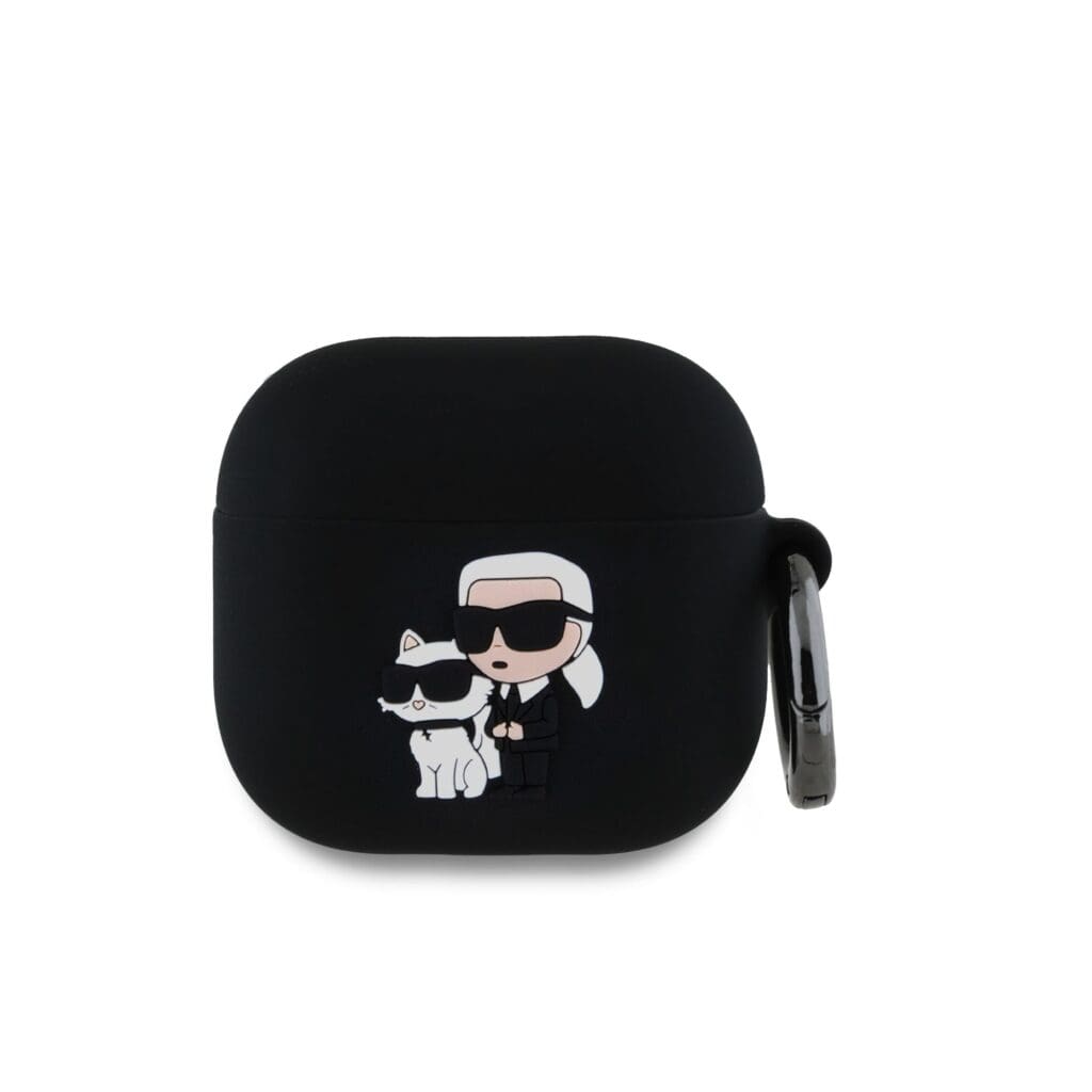 Karl Lagerfeld 3D Logo NFT Karl and Choupette Silicone Black Kryt AirPods 4