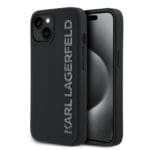 Karl Lagerfeld 3D Rubber Glitter Logo Black Kryt iPhone 15