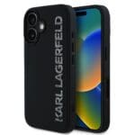 Karl Lagerfeld 3D Rubber Glitter Logo Black Kryt iPhone 16