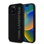 Karl Lagerfeld 3D Rubber Glitter Logo Black Kryt iPhone 16 Pro