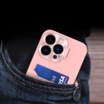 Leather Stand Case For Card Wallet Cover With Stand Pink Kryt iPhone 14 Pro