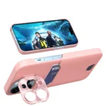 Leather Stand Case For Card Wallet Cover With Stand Pink Kryt iPhone 14 Pro