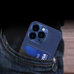 Leather Stand Case For Cover Card Wallet With Stand Blue Kryt iPhone 14 Pro Max