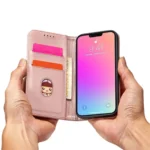 Magnet Card Case Case For Flip Cover Wallet Stand Pink Kryt iPhone 14 Pro