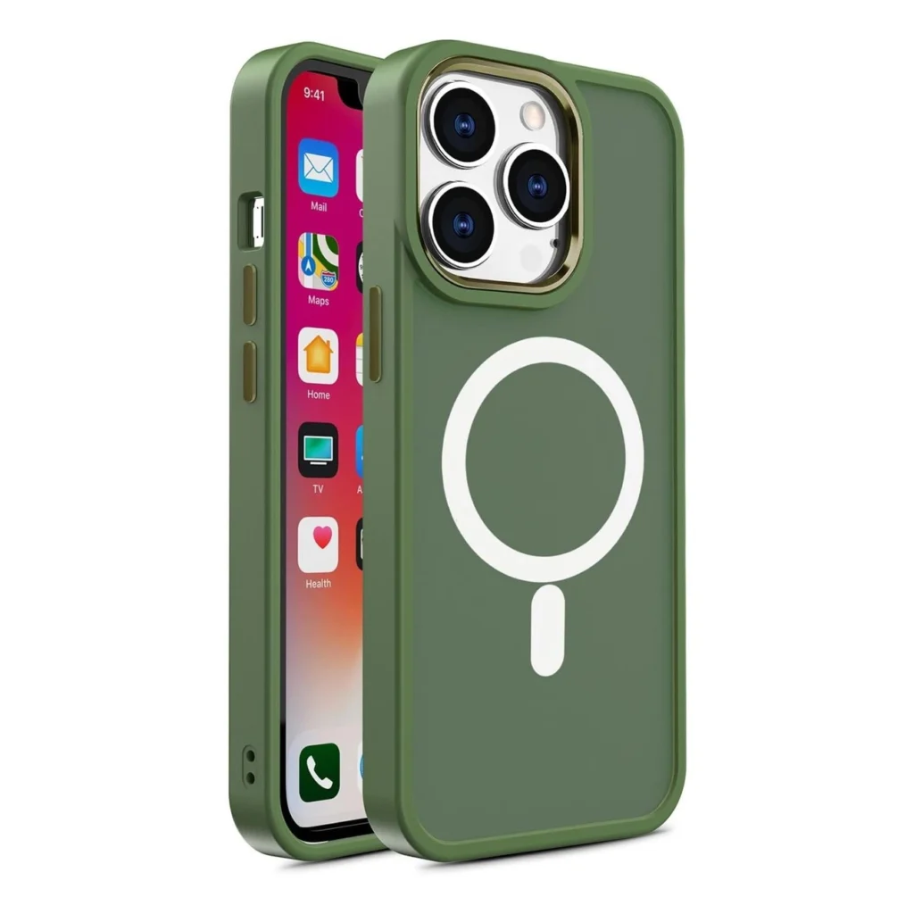 Magnetic Color Matte Case For - Green Kryt iPhone 15
