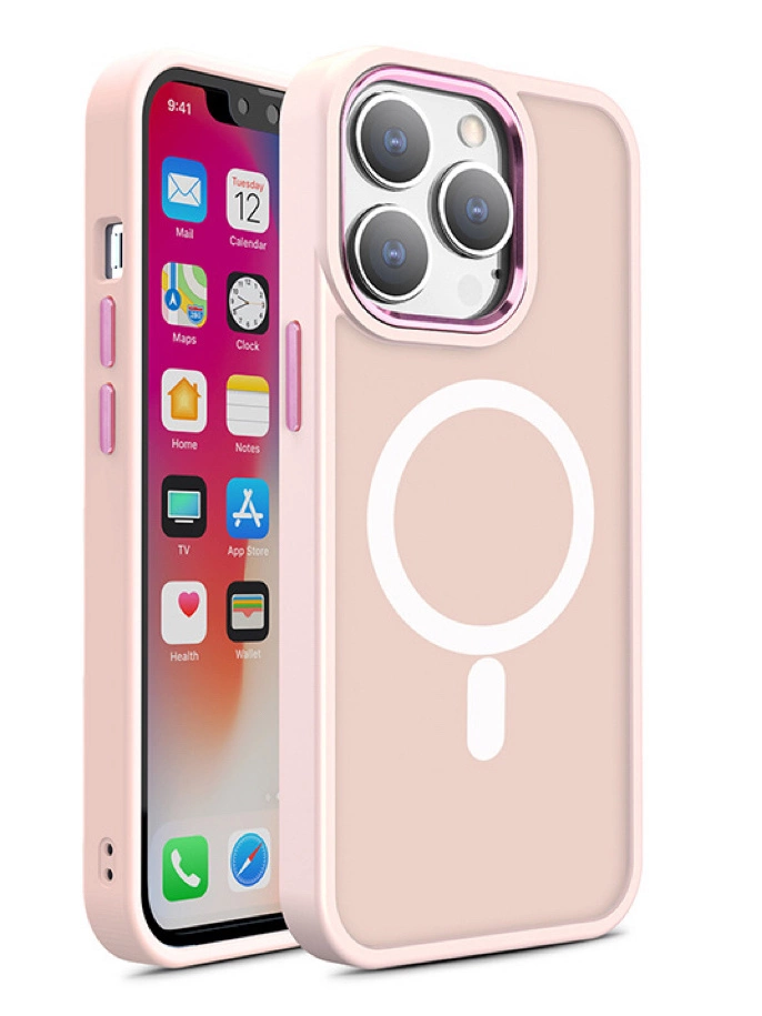 Magnetic Color Matte Case For - Pink Kryt iPhone 15 Pro