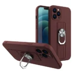 Ring Case Silicone Case With Finger Grip And Stand For Brown Kryt iPhone 12 Mini