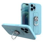 Ring Case Silicone Case With Finger Grip And Stand For Light Blue Kryt iPhone 12 Mini