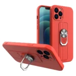 Ring Case Silicone With Finger Grip And Stand Red Kryt iPhone 12 Pro