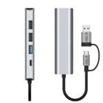 Tech-Protect Hb03 Hub Adapter 5In1 Type-C + Usb2.0 + Usb3.0 + Rj45 Space Grey