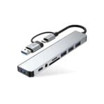 Tech-Protect Hb06 Hub Adapter 8In1 Type-C + Usb2.0 + Usb3.0 + Sd/Tf + Av3.5 Space Grey