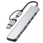 Tech-Protect Hb06 Hub Adapter 8In1 Type-C + Usb2.0 + Usb3.0 + Sd/Tf + Av3.5 Space Grey