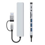 Tech-Protect Hb06 Hub Adapter 8In1 Type-C + Usb2.0 + Usb3.0 + Sd/Tf + Av3.5 Space Grey