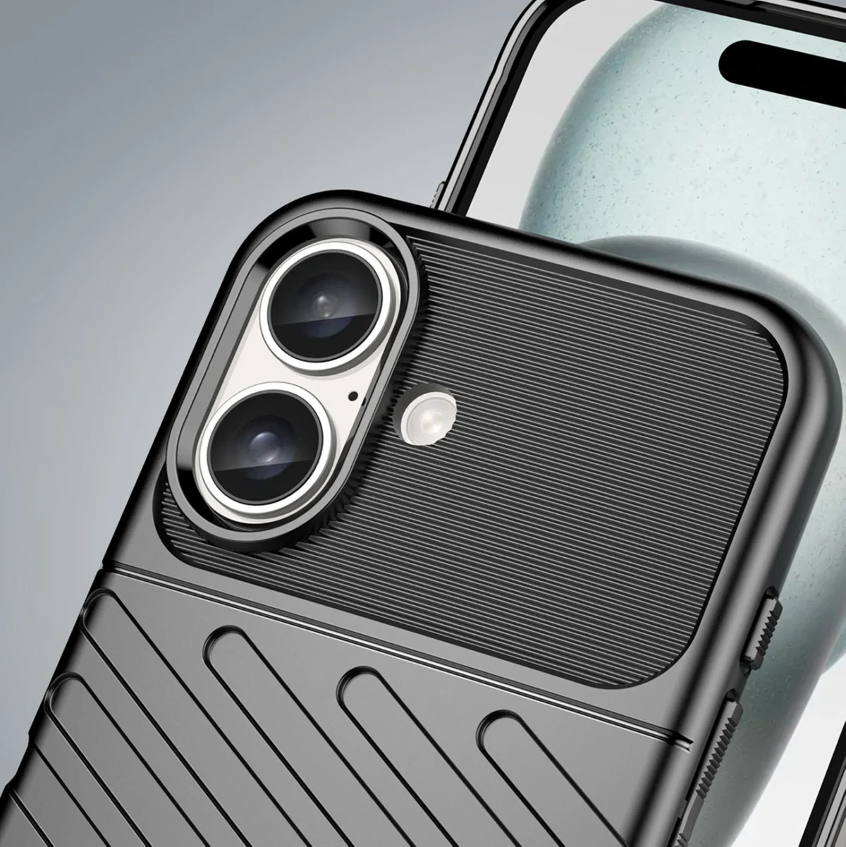 Thunder Silicone Case Black Kryt iPhone 16 Plus