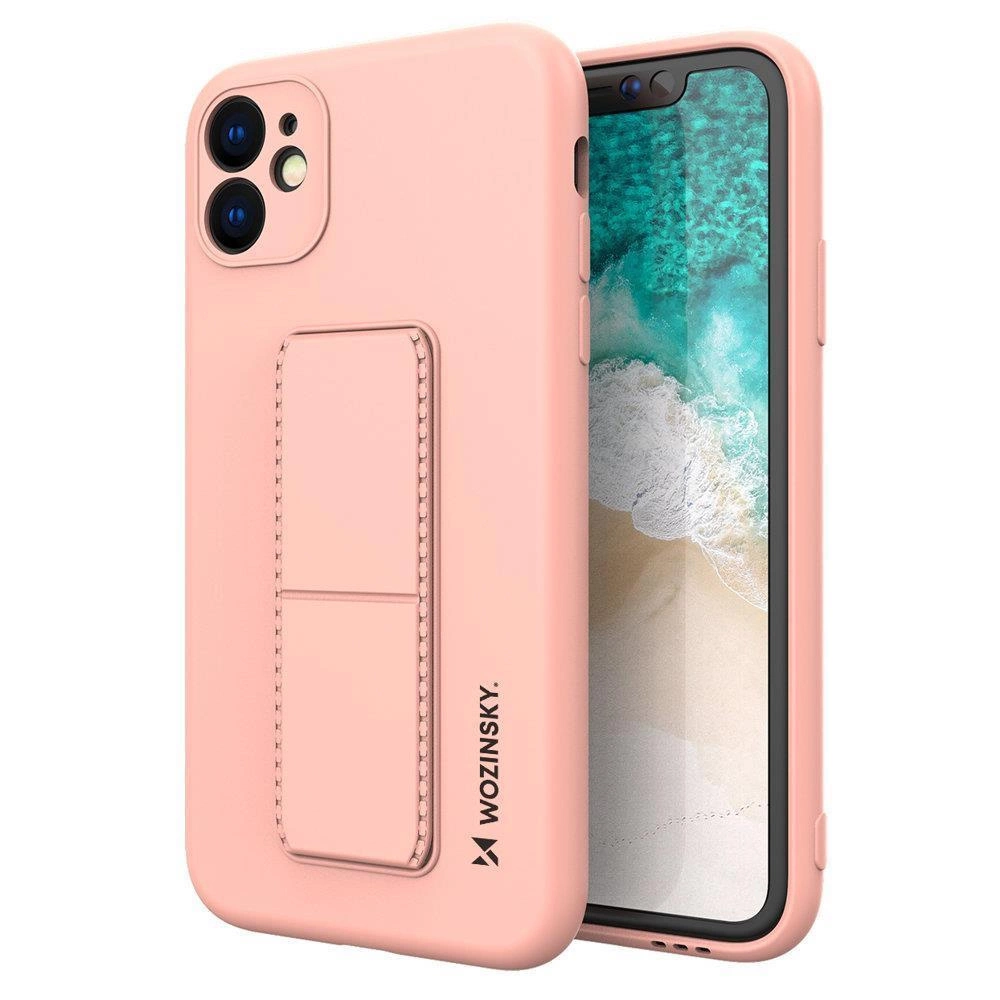 Wozinsky Kickstand Case Pro Max Pink Silicone Case With Stand Kryt iPhone 11 Pro Max