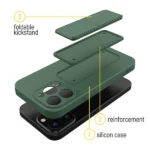 Wozinsky Kickstand Case Silicone Case With Stand For Dark Green Kryt iPhone 12 Pro Max