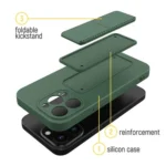 Wozinsky Kickstand Case Silicone Case With Stand For Dark Green Kryt iPhone 12 Pro Max