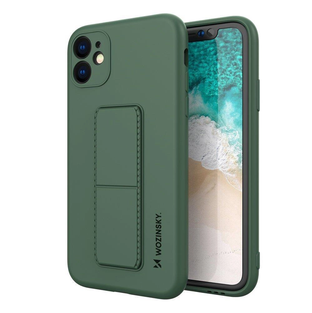 Wozinsky Kickstand Case Silicone Case With Stand For Dark Green Kryt iPhone 12 Pro Max