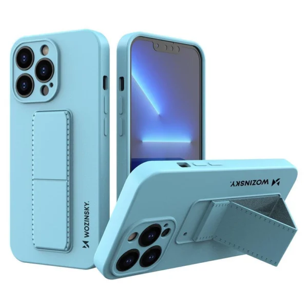 Wozinsky Kickstand Case Silicone Case With Stand For Light Blue Kryt iPhone 13 Pro