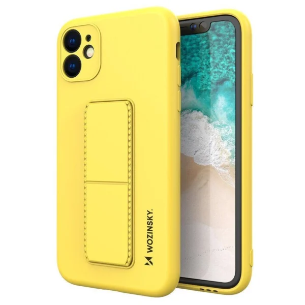 Wozinsky Kickstand Case Silicone Case With Stand For Yellow Kryt iPhone 12 Pro Max