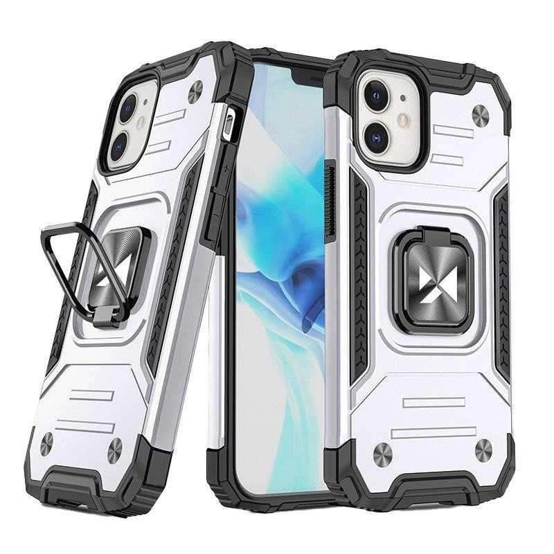 Wozinsky Ring Armor Case For Armored Cover Magnetic Holder Ring Silver Kryt iPhone 14