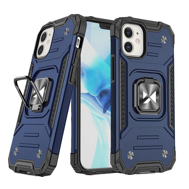Wozinsky Ring Armor Case For Plus Armored Cover Magnetic Holder Ring Blue Kryt iPhone 14 Plus
