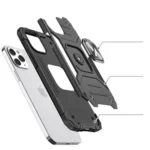 Wozinsky Ring Armor Case Kickstand Tough Rugged Cover For Black Kryt iPhone 13 Pro Max