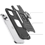 Wozinsky Ring Armor Case Kickstand Tough Rugged Cover For Red Kryt iPhone 13 Pro