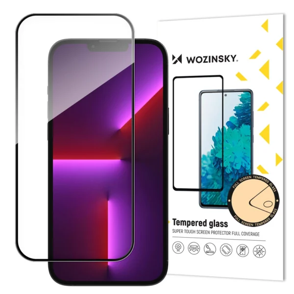 Wozinsky Super Durable Full Glue Tempered Glass Full Screen With Frame Case Friendly Black iPhone 14 Pro