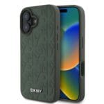 DKNY PU Leather Grid Pattern MagSafe Green Kryt iPhone 16