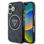 Guess IML 4G Glitter and Triangle Logo MagSafe Black Kryt iPhone 16