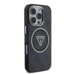 Guess IML 4G Glitter and Triangle Logo MagSafe Black Kryt iPhone 16 Pro