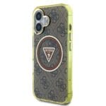 Guess IML 4G Glitter and Triangle Logo MagSafe Brown Kryt iPhone 16