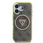 Guess IML 4G Glitter and Triangle Logo MagSafe Brown Kryt iPhone 16
