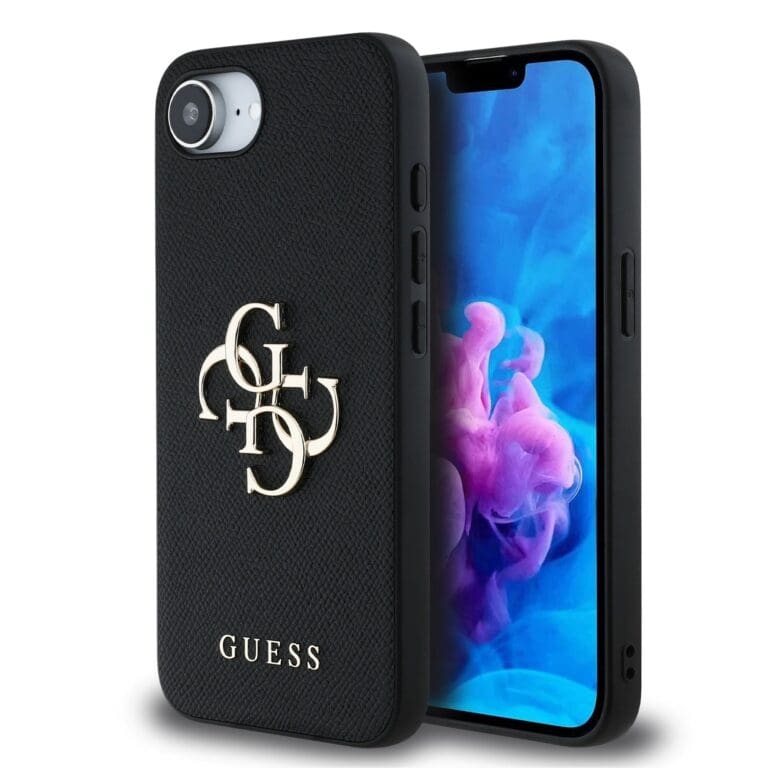 Guess PU Grained 4G Metal Logo Black Kryt iPhone 16e