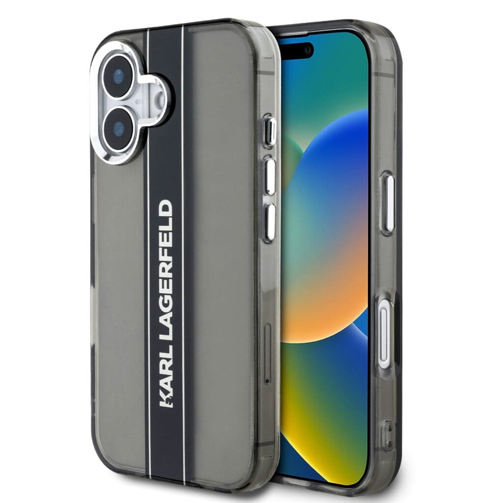 Karl Lagerfeld IML Stripe Logo Black Kryt iPhone 16