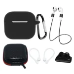Silicone Set Case/Ear Hook/Neck Strap/Watch Strap Holder/Carabiner Clasp Black Kryt AirPods 3