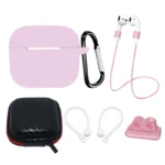 Silicone Set Case/Ear Hook/Neck Strap/Watch Strap Holder/Carabiner Clasp Pink Kryt AirPods 3