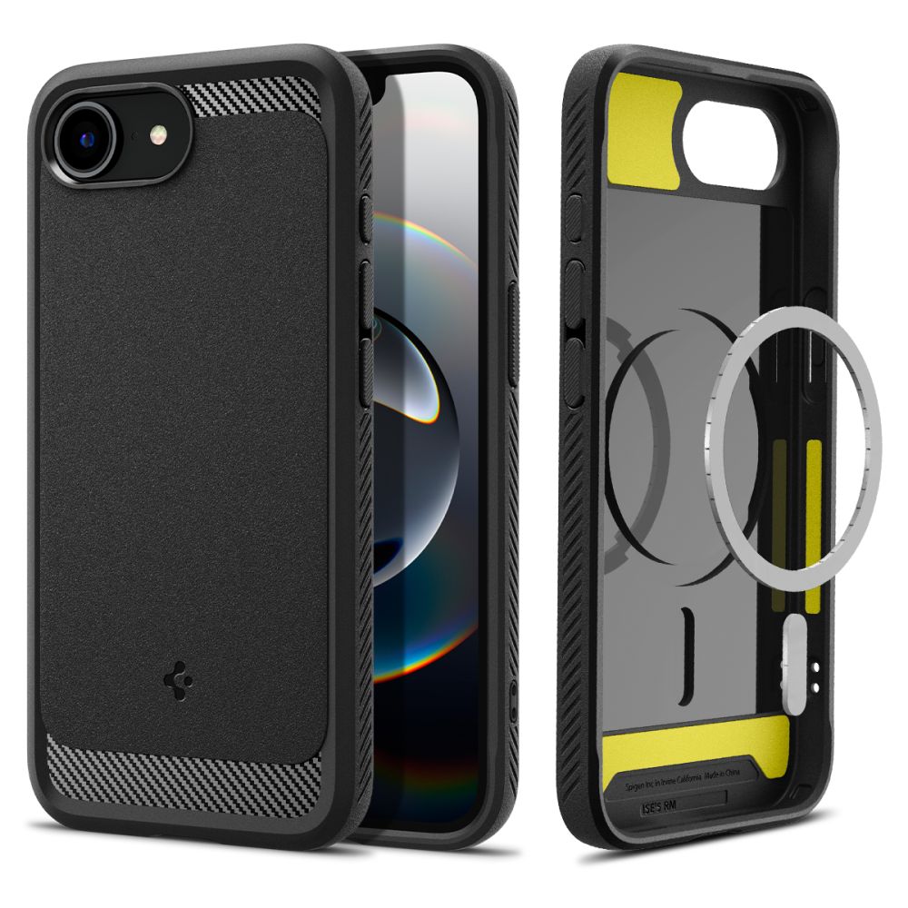 Spigen Rugged Armor Mag MagSafe Matte Black Kryt iPhone 16e