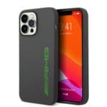 AMG Liquid Silicone Green Logo Grey Kryt iPhone 14 Pro